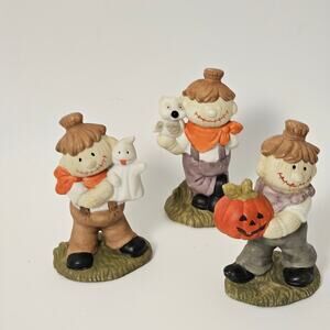 Brinn's Halloween Scarecrow Figurines Set of 3 Ghost Owl Pumpkin Decor